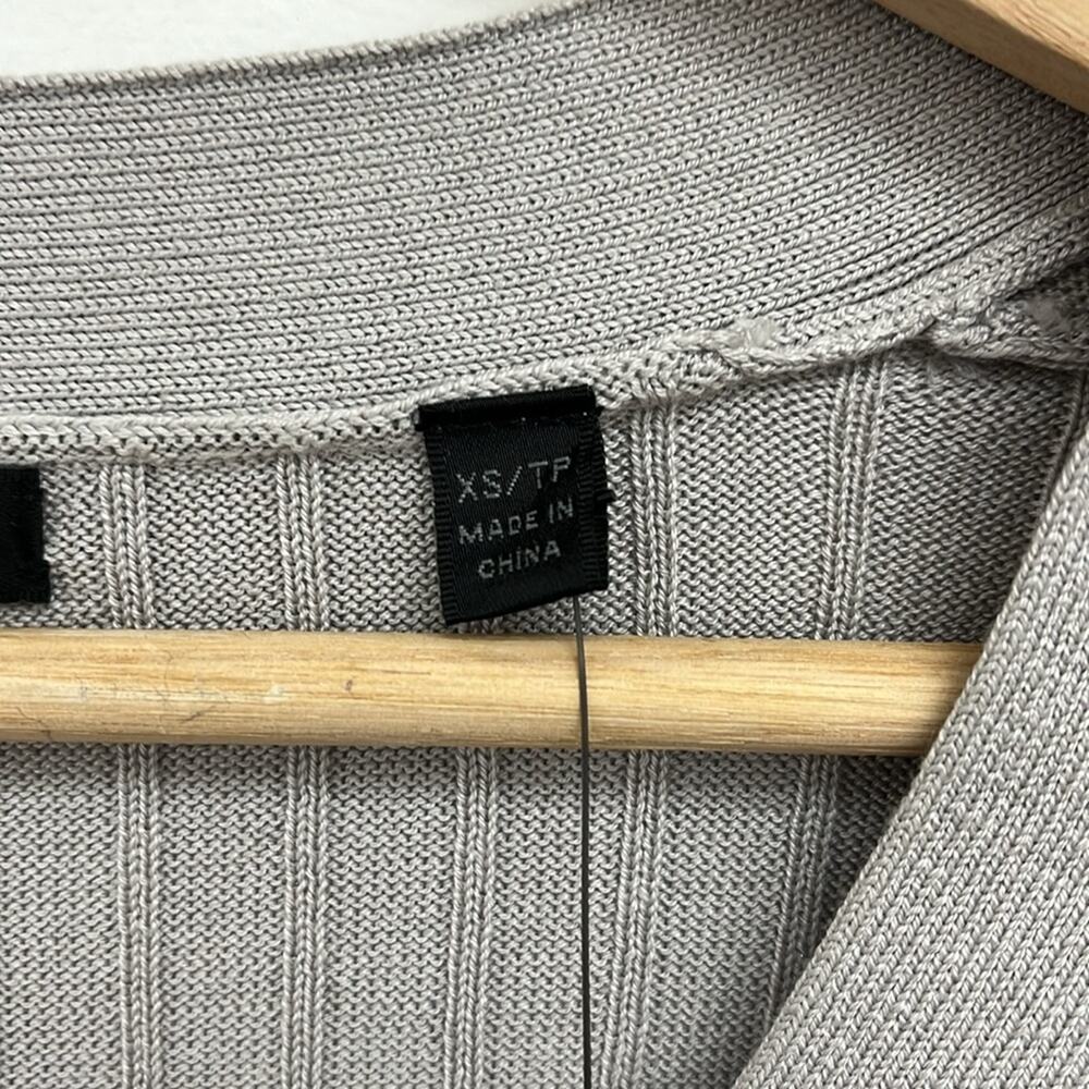 ATM Anthony Thomas Melillo Taupe Ribbed V-Neck Cropped Cardigan - Picture 6 of 12